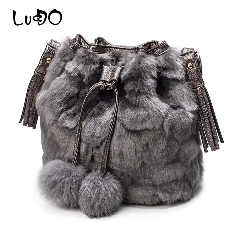 Luxury handbags Women Bags Designer Winter Fur Fashion Shoulder Bag Ladies  Seven Colored Fox Fur Rabbit Fur Messenger Bags bolso