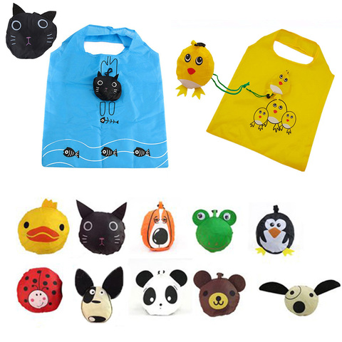 2022 New Bags Animal Prints Cute Travel Foldable Handbag Grocery Tote Storage Reusable Cat Dog Cute Yellow Animal Shopping Bags ► Photo 1/6