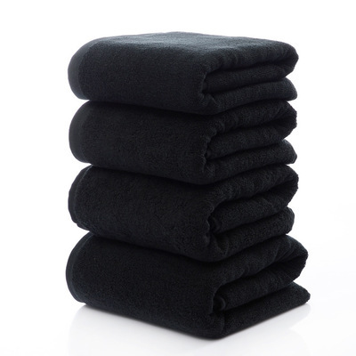 New Solid Black 100% Cotton Face Towels Hand Towel Bath Towels for Adults Beach Towel Hotel 2 sizes 70*140cm 35*75cm 2022 ► Photo 1/6