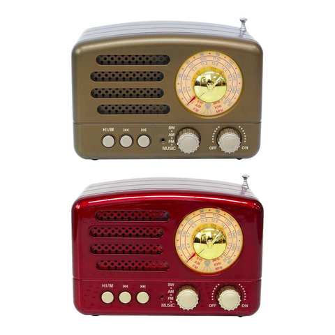 130x90x70mm Red/Coffee Portable Vintage Retro Radio AM FM SW bluetooth Speaker TF Card Slot USB Charging Home Travel Mini Radio  ► Photo 1/6