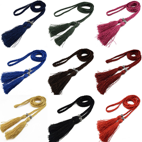 Women Bohemia Style Braided Tassel Belt Fashion Ladies Woven Knot Decorated Waist Chain Waist Rope Accessories ► Photo 1/6