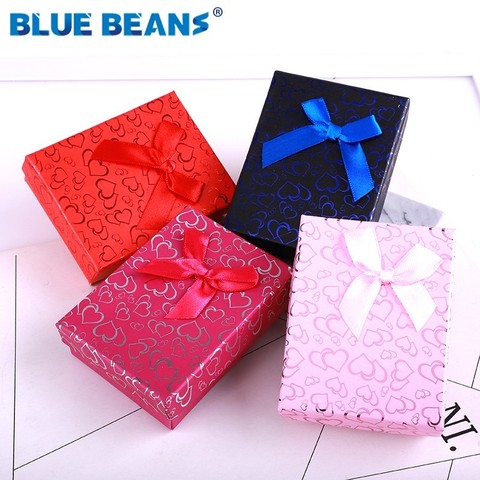 Heart Jewelry Necklace Earrings Ring packaging Box Hot sell Paper Gift Box Organizer sponge boxes gift Bangles Bow Gold 2022 New ► Photo 1/6