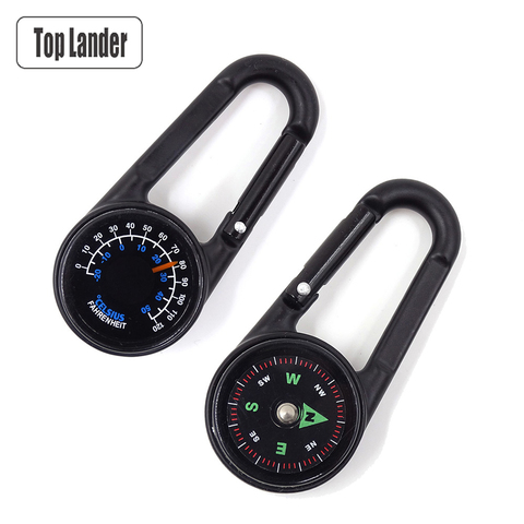 1 Pcs Multifunctional Keychain Compass Thermometer Camping Hiking Tourist Outdoor Survival Mini Carabiner Key Ring Tools ► Photo 1/6