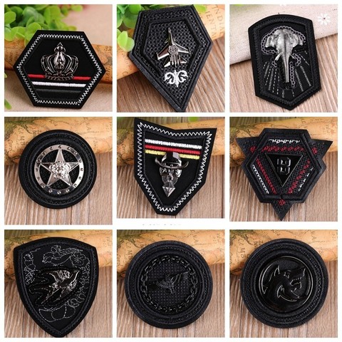 Fashion Metal Leather Applique Clothing Embroidery Patch Fabric Sticker Sew On Patch Craft Sewing Repair Embroidered Badges ► Photo 1/6