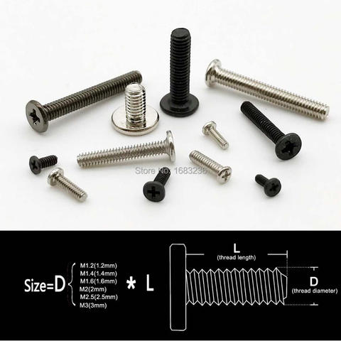 M1 M1.2 M1.4 M1.6 M2 Stainless Steel Phillips Pan Head Small Screw Micro  Bolt