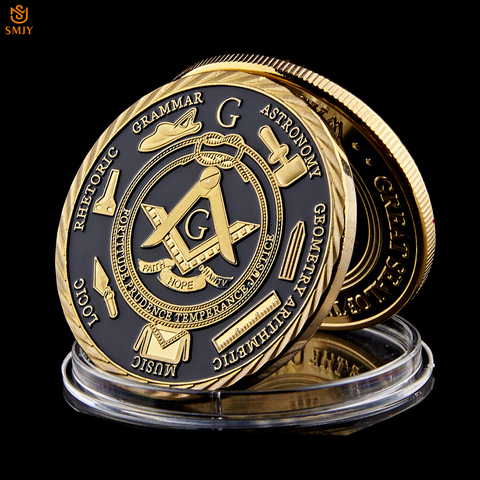 Euro Masonic Association Under A Brotherhood Of Man The Fatherhood Of God Gold Plated Token Challenge Commemorative Coin ► Photo 1/6