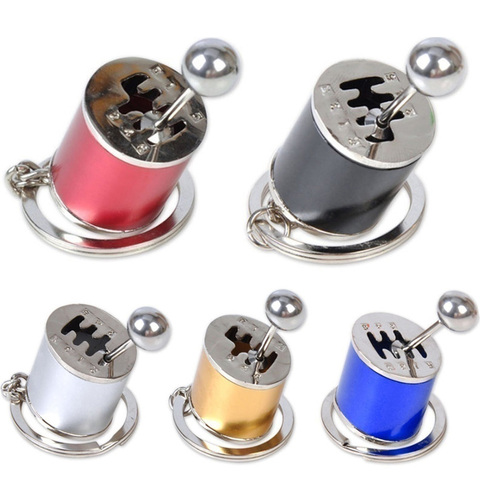 Creative Keychains Six-Speed Manual Shift Gear Keychain Auto Car's Parts Toy Short Shifter Knob Metal Gift Race Car Stalls Head ► Photo 1/6