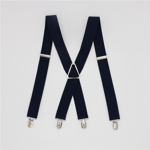 Solid Color Unisex Adult Suspenders Men 3.5 Width 4 Clips Suspender Adjustable Elastic X Back Women Braces ► Photo 1/6