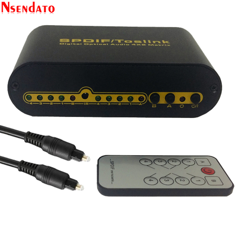 Spdif Toslink Digital Optical Audio True Matrix 4x2 Switch Switcher Splitter 4 In 2 Out Video Converter For Dolby/LPCM2.0/DTS ► Photo 1/6