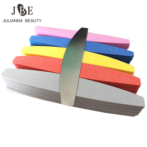 100pcs Thick Nail Buffer Block Replacement Pads With Stainless Metal Hand 100/180 Half-Moon Nail File Manicure Nail Art Tool ► Photo 1/6
