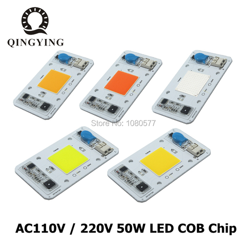 LED 50W COB Chip Bulbs AC 110V 220V Integrated Smart IC Driver Cool White Warm White Red Green Blue Yellow Pink Full Spectrum ► Photo 1/6