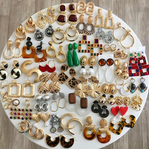 Flatfoosie Fashion ZA Drop Earrings For Women Boho Wedding Vintage Big Dangle Statement Earrings Jewelry Party Girl Gifts Bijoux ► Photo 1/6