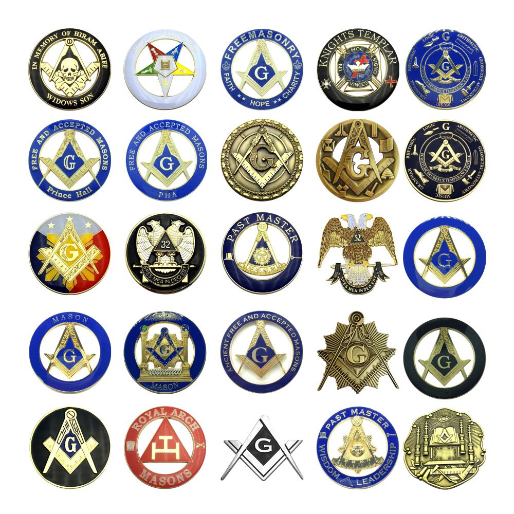 Masonic Gold Square and Compass Small Reflective Decal Sticker 