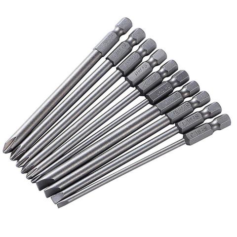 Professional 10pcs/set 100mm Alloy Steel S2 Slotted Phillips Screwdriver Bits Straight Cross Head Batches Hand Tools ► Photo 1/5