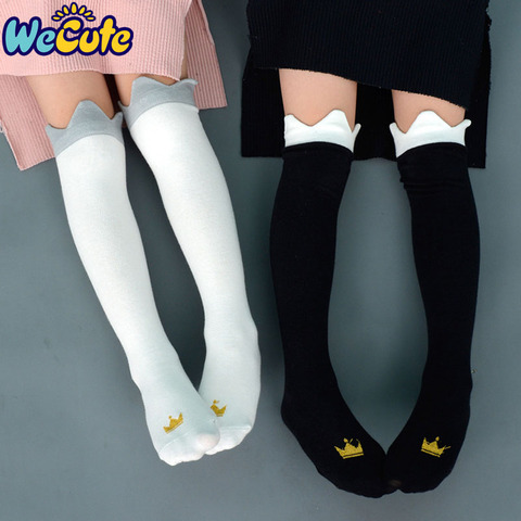 Wecute Baby Children Crown Print Knee High Socks Kids Cute Princess Fashion Cotton Long Socks Baby Girls Sprint Autumn Socks ► Photo 1/6