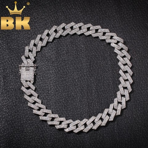 THE BLING KING 20mm Prong Cuban Link Chains Necklace Fashion Hiphop Jewelry 3 Row Rhinestones Iced Out Necklaces For Men ► Photo 1/6
