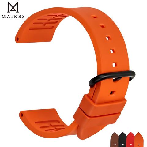 MAIKES Quality fluororubber watchbands 20mm 22mm 24mm Orange rubber watch strap band watch accessories for sports diving watches ► Photo 1/6
