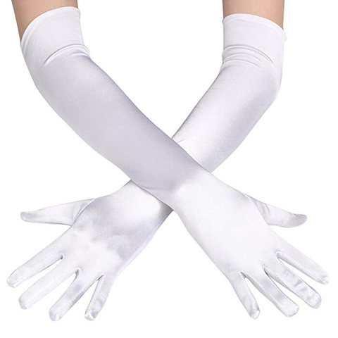 2022 Fashion Long Gloves Satin Opera Evening Party Prom Costume Glove Black Blue Gold Pink wedding Party Gloves ► Photo 1/6