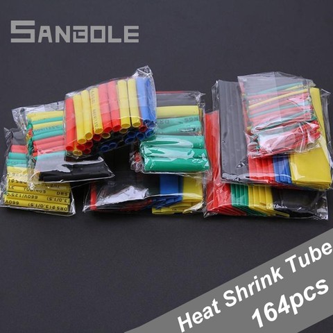 164PCS/Set Heat Shrink Tube Polyolefin Shrinking Assorted Wire Electrical Cable Insulated Sleeving Tubing Set ► Photo 1/5