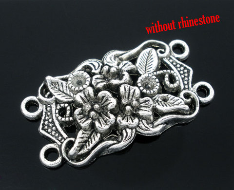 DoreenBeads 10PCs Silver Color 4 Holes Flower Charm Connectors Beads for DIY Necklace Bracelet Making Handmade Findings ► Photo 1/5