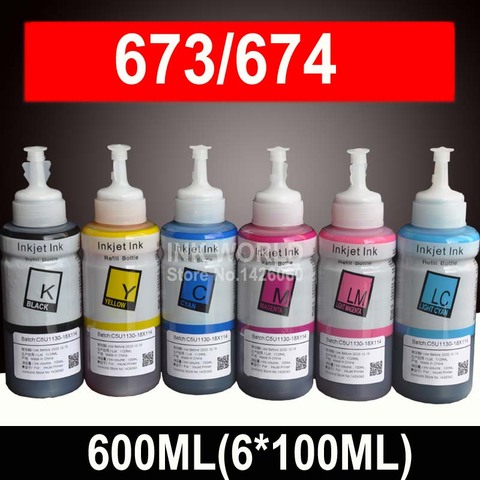 600ML Pigment Ink Refill Kit compatible EPSON L800 L805 L810 L850 L1800 L351 L350 L551 printer ink T673 673 ► Photo 1/6