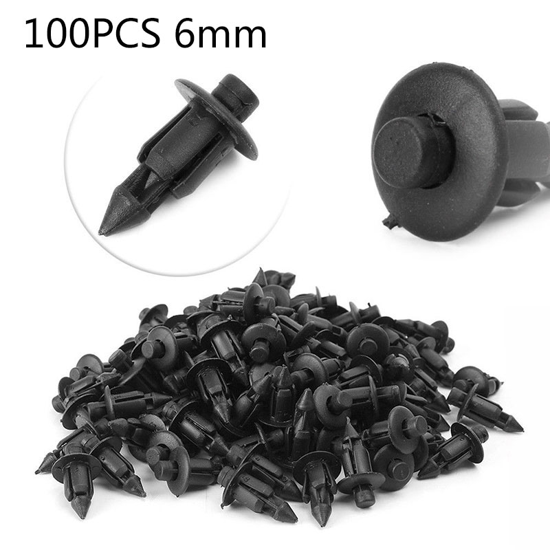 100pcs Car 6mm Black Panel Rivet Fasteners Push Pin Clips Kit Plastic For Suzuki GSXR Interior Accessories Car Cilps ► Photo 1/6