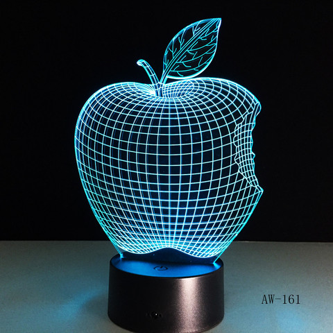 Apple 7 Colors 3D Desk Lamp LED Acrylic Vision Stereo Bedside Hologram Decor Touch Switch Light Night Light Gift For Kids AW-161 ► Photo 1/6