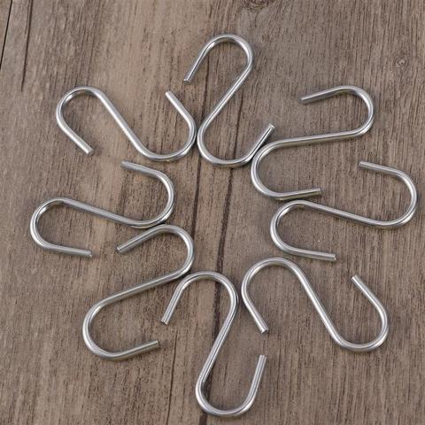 10Pcs Stainless Steel S Shaped Hooks Kitchen Spoon Pan Pot Utensils Hangers Clasp Over The Door Closet Clothes Rack Tool ► Photo 1/6