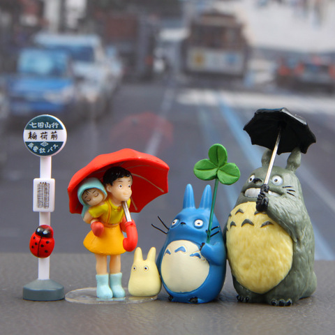 4 pcs/set Totoro figure toy Miyazaki Hayao anime Tonari no Totoro Mei bus mini decorative dolls Emoticon Model Diy landscaping ► Photo 1/6