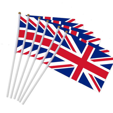 6pcs 14x21cm great British flag hand waving united kingdom flags 30cm Flagpoles country flag union jack cross ► Photo 1/6