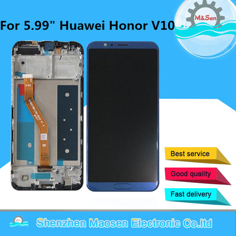 Original M&Sen For Huawei Honor V10 BKL-AL20 BKL-AL00 BKL-AL09 Honor View10 LCD Display Screen Touch Digitizer Frame+Fingerprint ► Photo 1/6