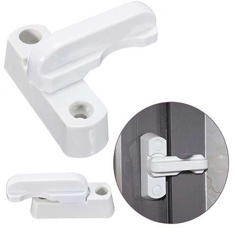 1PC Plastic White Window Door Lock Sash Security Swing Lock Latch Home Housing Safely Opening And Closing Handle Lock ► Photo 1/6