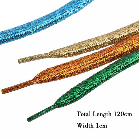 1 Pair Colorful Shoelaces For Sneakers Metallic Glitter Shiny man women Gold Shoelaces 120cm Flat shoe laces running shoe String ► Photo 1/6