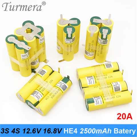 3S 12.6V 4S 16.8V Battery Pack 18650 HE4 2500mah 20A Discharge Current for shura screwdriver battery (customize) ► Photo 1/6