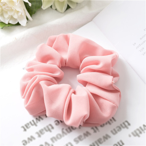 1Pc Solid Color Chiffon Satin Elastic Hair Ties For Girls Women Hair Rope Rings Scrunchies Ponytail Holder Pink Hair Accessories ► Photo 1/6