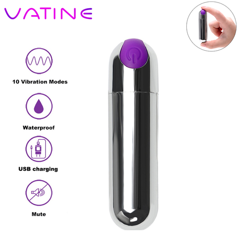 VATINE Mini Bullet Vibrator USB Rechargeable Sex Product 10 Speeds Waterproof Strong Vibration G-spot Massager Sex Toy for Women ► Photo 1/6