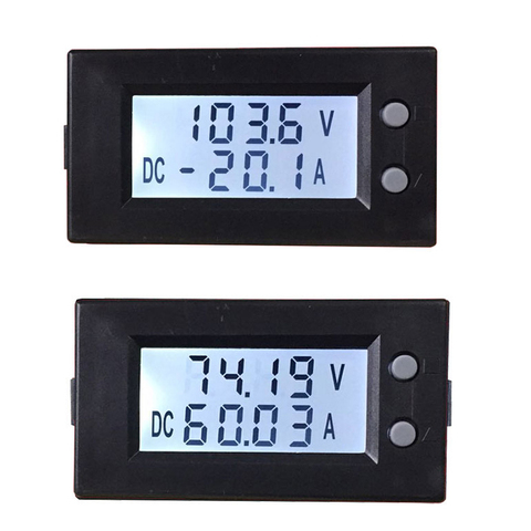 Battery Monitor Dual display voltmeter ammeter LCD DC 7-150V 0-1000A Bidirectional Current Voltage Charging discharge alarm 12V ► Photo 1/6