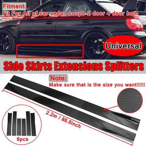 6PCS Carbon Look/Black 2m/ 2.2m Universal Side Skirt Extensions Car Side Skirts Winglet Splitters Lip For BMW For Benz For Honda ► Photo 1/6