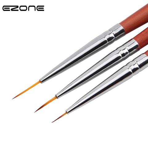EZONE 3PCS Paint Brush Fine Hook Line Pen Different Size Nail Art Line Drawing Pen Oil Watercolor Painting School Office Supply ► Photo 1/5