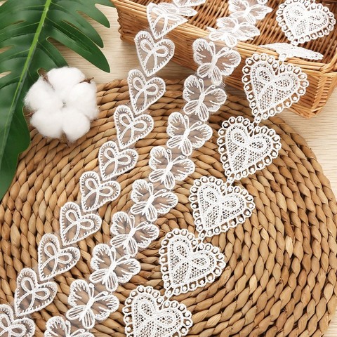 Lace Trim edge Embroidery heart Butterfly diy white for children's wear Clothing Accessory 1 Yard/lot ► Photo 1/5