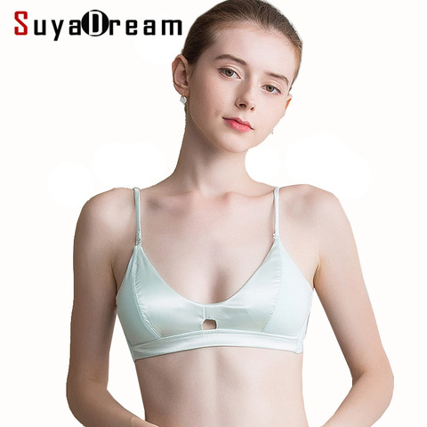 SuyaDream Women Bra 100%Real Silk Lining Thin Padded 3/4 Cup Bras For Girl Every wear Underwear New Black Pink Small Cups ► Photo 1/6