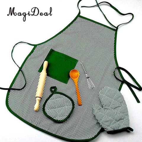 Kitchen Cooking Set, Baking Cake Food Toy Kids Apron & Chef Glove set, Whisk Rolling Pin Tool Utensils Pretend Play Game ► Photo 1/1