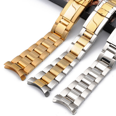 Stainless steel strap men's watch accessories17mm20mm for Rolex Daytona series arc mouth waterproof steel strap women watch band ► Photo 1/6