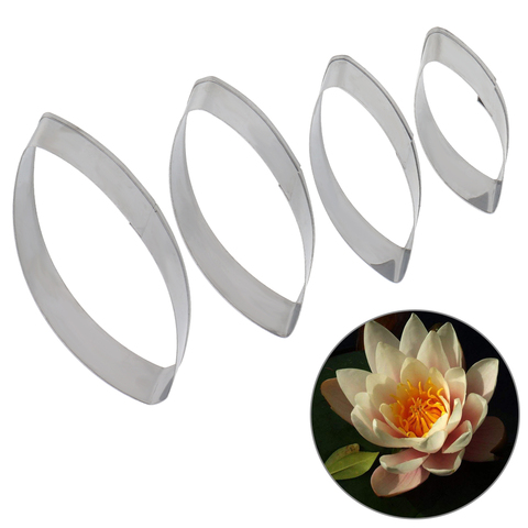4 piece/set Stainless Steel Water Lily Petal Shape Cookies Cutters Set Biscuit Cake Fondant Mold Cake Decoration ► Photo 1/6