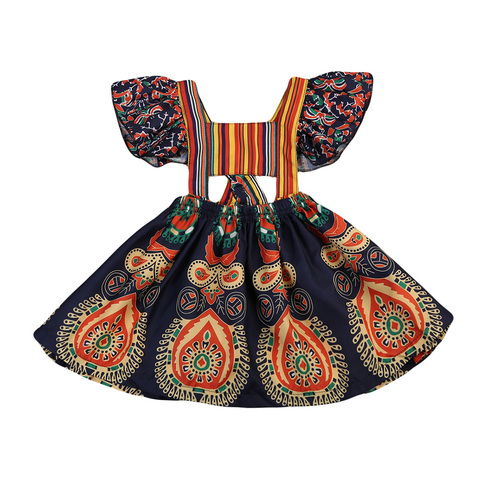 Boho Toddler Baby Kids Girls Summer Floral Backless Dress Beach Party Dresses National Ethnic ► Photo 1/5