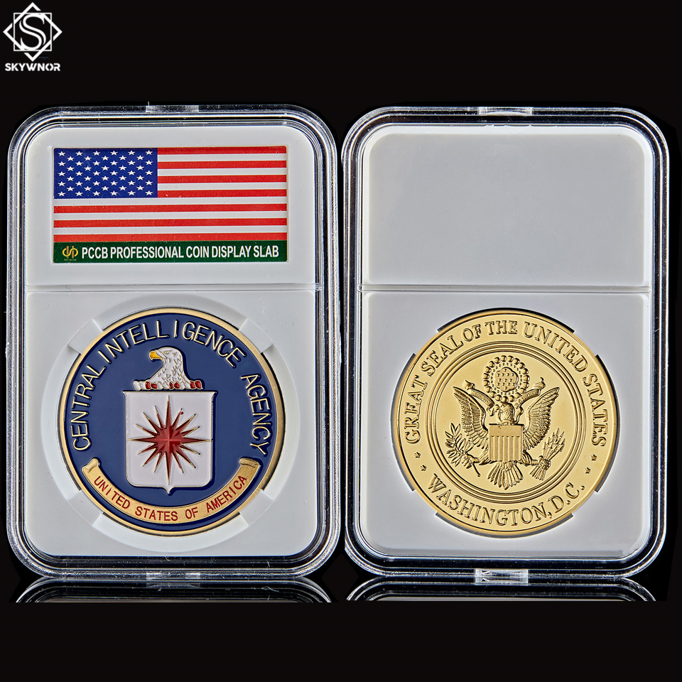 USA CIA Military Central Intelligence Agency Coin Gold Challenge Coin W/ Box