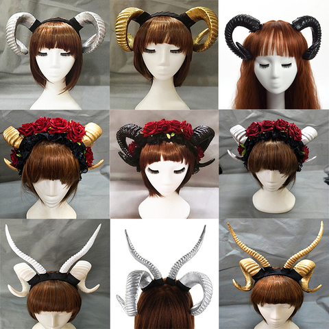 Handmade Sheep horn Headband Hairband Accessory Demon Evil Gothic Lolita Cosplay Halloween Headwear Prop ► Photo 1/4