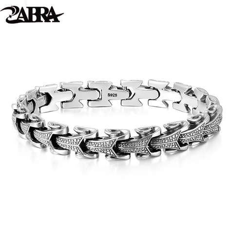 ZABRA Gothic Solid 925 Sterling Silver Dragon Bracelet Men High Polished Vintage Punk Rock Biker Keel Bracelets Jewelry For Male ► Photo 1/1