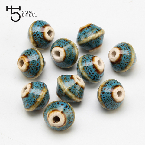 15*13mm Flower Glaze Porcelain Ceramic Beads For Jewelry Making Decorative Diy Bicone Pattern Beading Wholesale U802 ► Photo 1/6