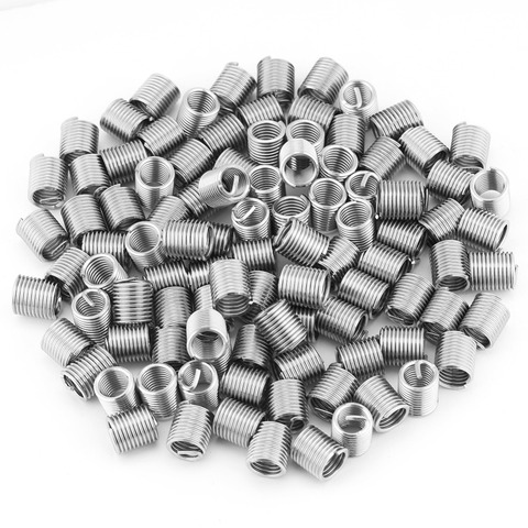 100Pcs Stainless Steel 304 Coiled Wire Helical Screw Thread Inserts M8x1.25x2D Length Thread Repair Helical Insert Repair Tools ► Photo 1/6